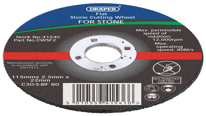 115 X 22.2 X 2.5mm Flat Stone Cutting Wheel - 41540 