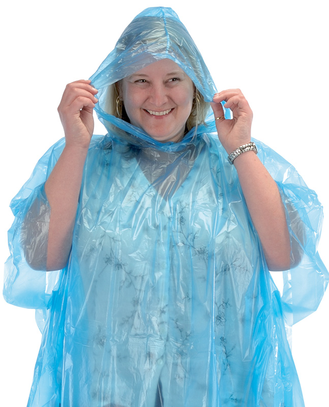 Disposable Polythene Raincoat/Poncho With Hood - 45841 