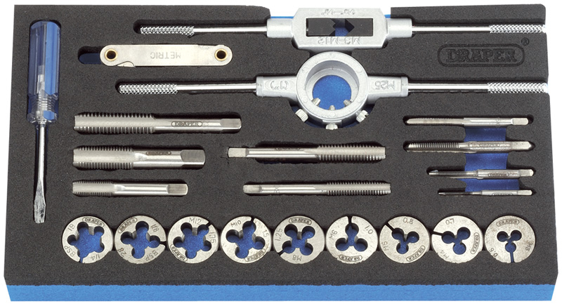 Expert 22 Piece Combination Tap And Die Set - Metric And BSP In Eva Foam Insert Tray - 49376 