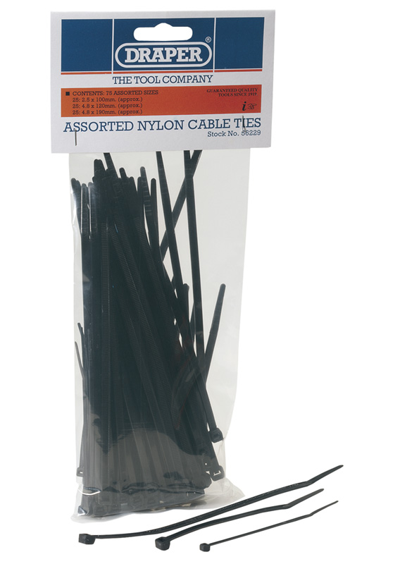75 Piece Nylon Assorted Cable Tie Pack - 56229 