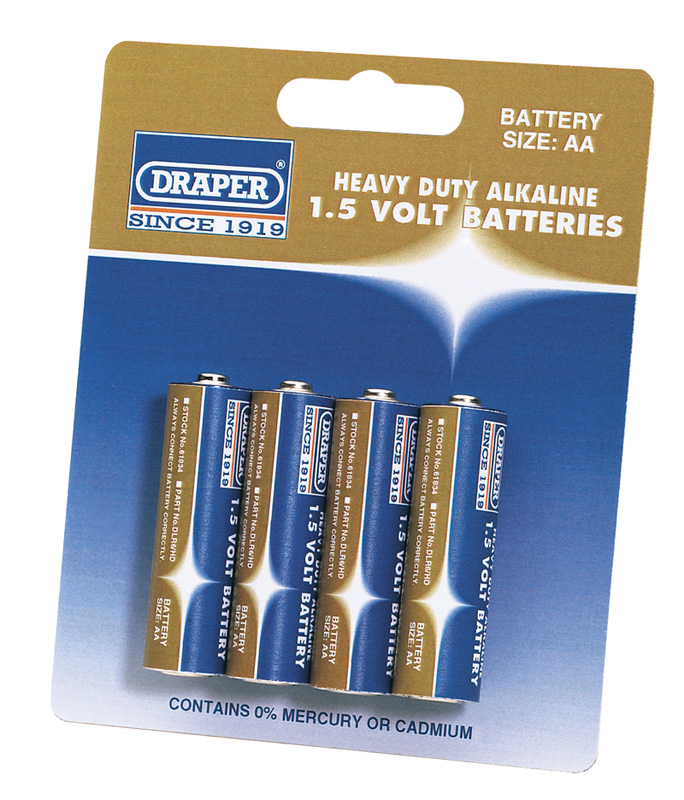 4 Heavy Duty AA-Size Alkaline Batteries - 61834 
