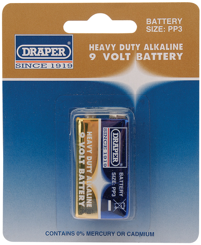 Heavy Duty 9v PP3 Size Alkaline Battery - 61837 
