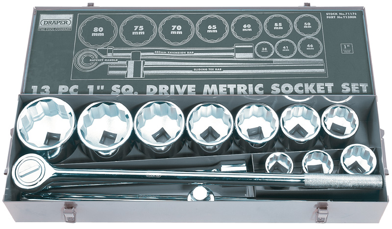 13 Piece 1" Square Drive Silverdrive® Metric Socket Set - 71176 