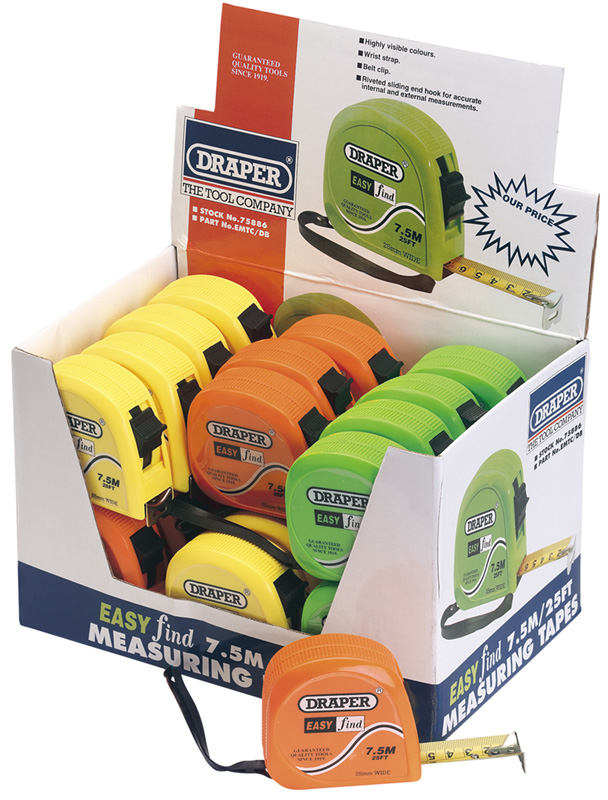 24 X Easy Find 7.5m/25ft Measuring Tapes - 75886 