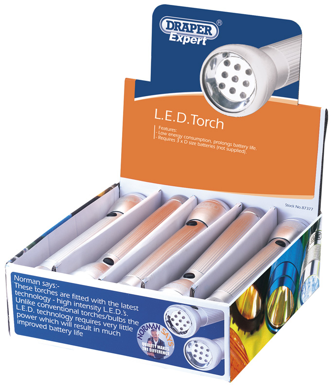 Expert 9 LED Aluminium Torch (3 X D Batteries) - 87377 