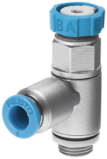 GRLSA-1/8-QS-6 1 WAY FLOW CONTROL VALVE WITH SETTING SCALE G1/8" THREAD 6mm OD - 540661