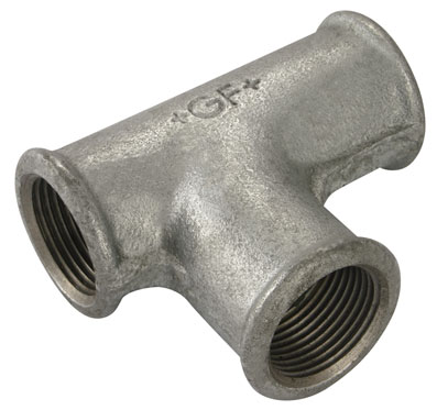 1.1/4" X 1/2" BSPP PITCHER TEE GALVANISED - REDUCED ON BRANCH GF131G - GF131-114-12