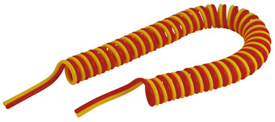 2.5M POLYRE-COIL TWINHOSE 8 x 5mm RED & YELLOW TAIL - TWIN80505RY