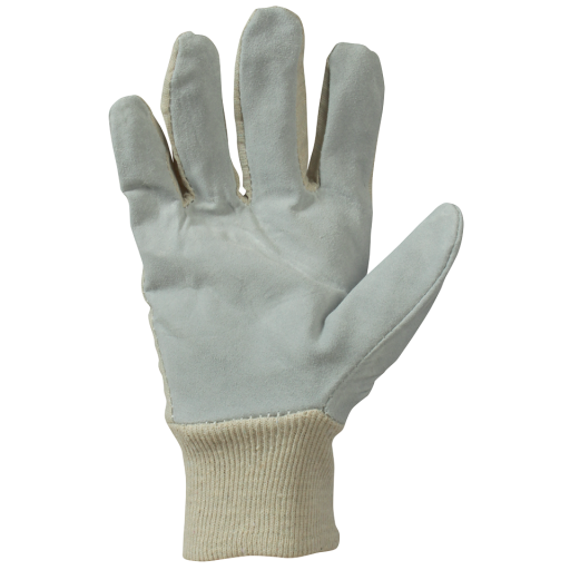 Men Cott/chrome Leather Gloves Knitwrist - 1230100 