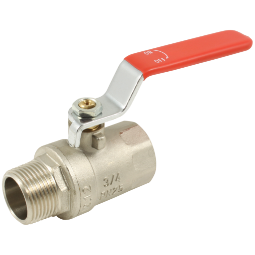 1" BSPP Ball Valve Male X Female Red Lever - 2024-1840 