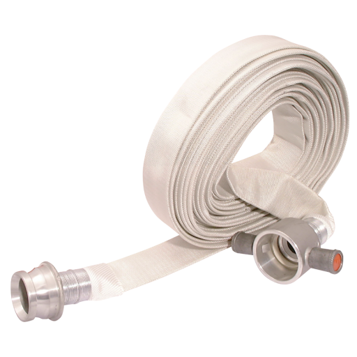 Hose-64mm ID-18mtr - comes with Fittings (White) - FIRE-FHR6418LA 