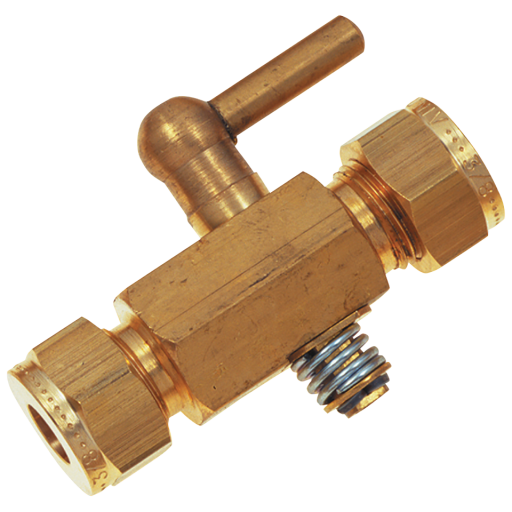 1/4" OD Brass Plug Cock - WADE-3003 