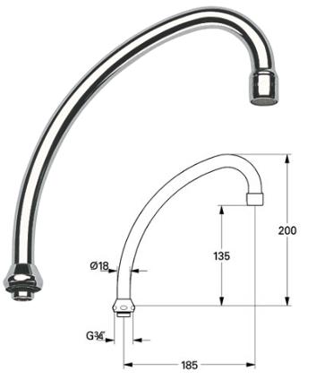 Grohe - Swivel Spout 125x140mm Flow Straight - 13041000 - 13041