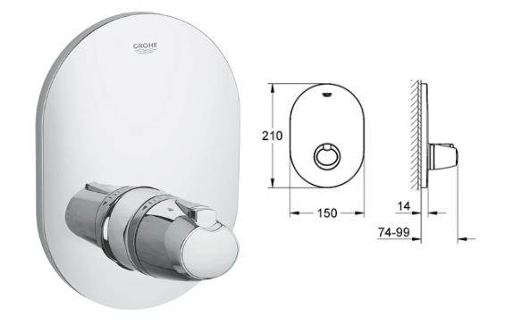 Grohe - Grohtherm G3000 Shower Thermostatic Trim - 19356000 - 19356