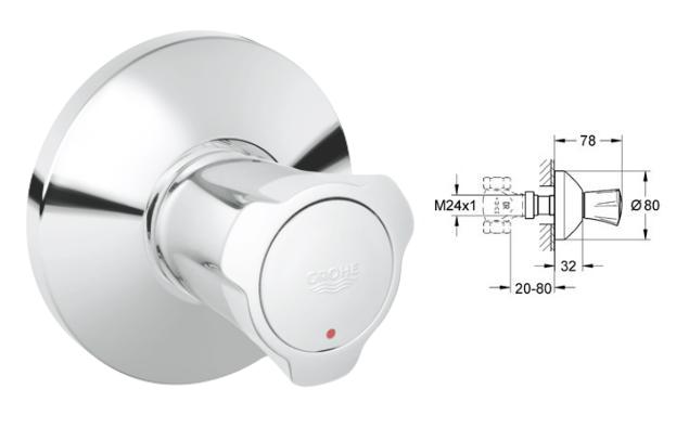 Grohe - Costa L - Concealed Stop-Valve Exposed Part - Hot - 19809001 - 19809 001 