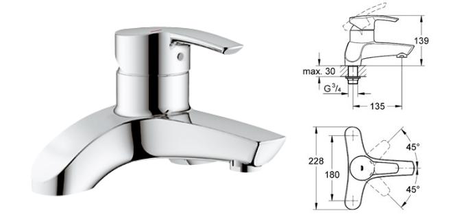 Grohe - Eurostyle - New Deck Mounted Bath Filler HP/LP - 25100000 - 25100 000