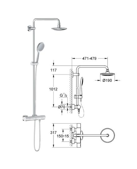 Grohe - Rainshower System Solo Thermostatic 9.4 (lpm) 400mm - 27362 - 27362000 