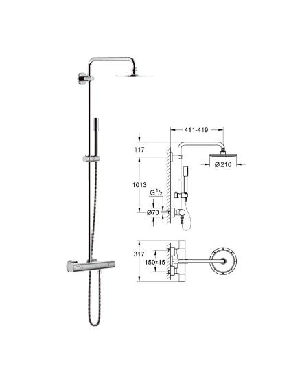 Grohe - Rainshower System Thermostatic 400mm Shower Arm - 27418 - 27418000 