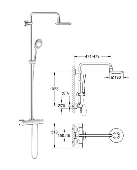 Grohe - Rainshower System Icon Chrome Thermostatic 9.4 (lpm) 400mm - 27435 - 27435000 