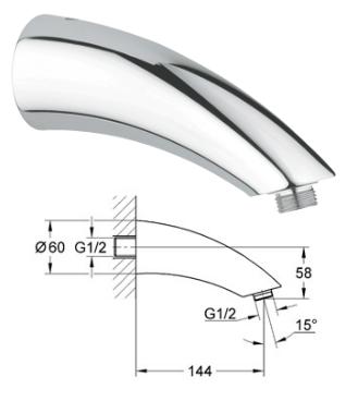 Grohe - Movario Shower Arm 1/2" - 28529000 - 28529