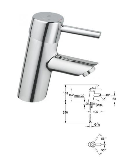 Grohe - Concetto Basin Mixer Smooth Body Chrome Plated - 32240 - 32240000 