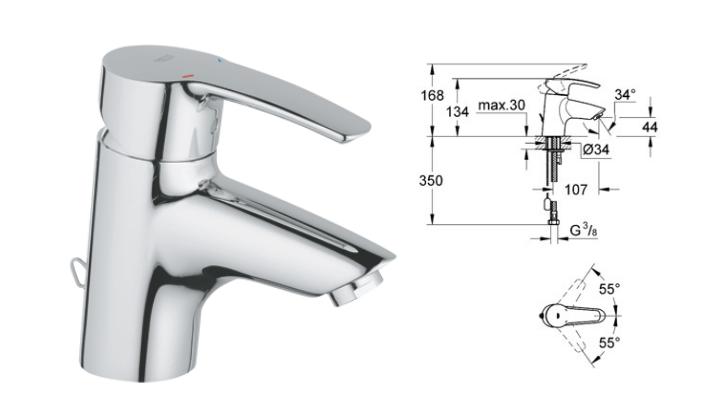 Grohe - Eurostyle - Basin Mixer Retractable Chain - 33559001 - 33559 001 