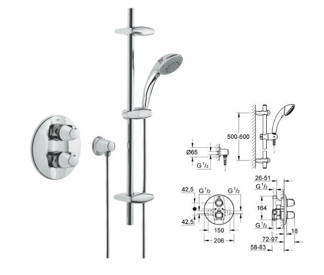 Grohe - Grohmaster Grohtherm G3000 HP Movario 5 Shower Set BIV - 34 193 000 - 34193