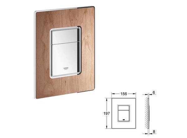 Grohe - Skate Cosmopolitan Wooden WC Wall Plate (Flush Plate) American Cherry/Chrome - 38849 HS0 - 38849HS0 