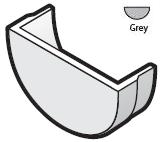 Half Round Grey Gutter Internal Stopend - RE2-GR