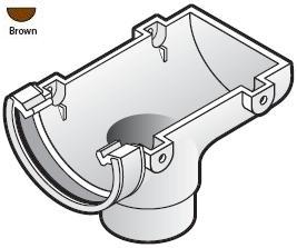 Half Round Brown Gutter Stopend Outlet - RO2-BR