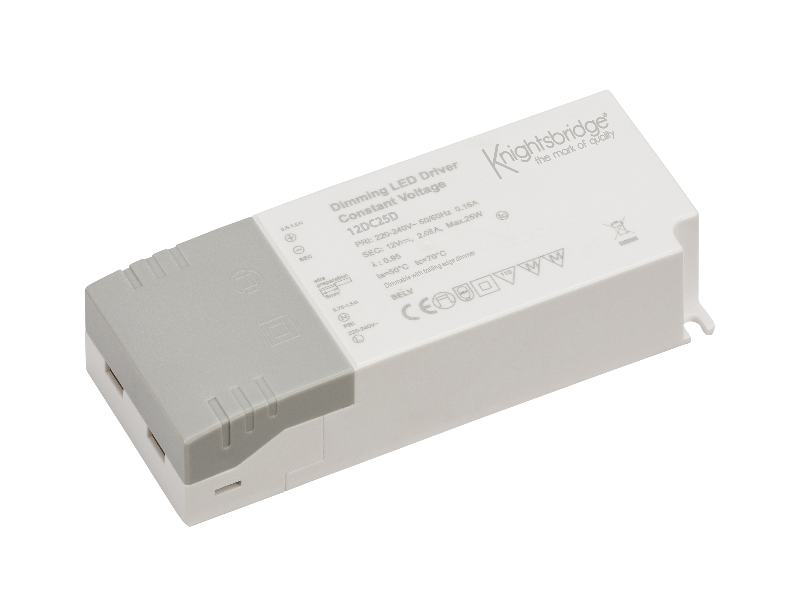 IP20 12V 25W DC Dimmable LED Driver - Constant Voltage - 12DC25D 