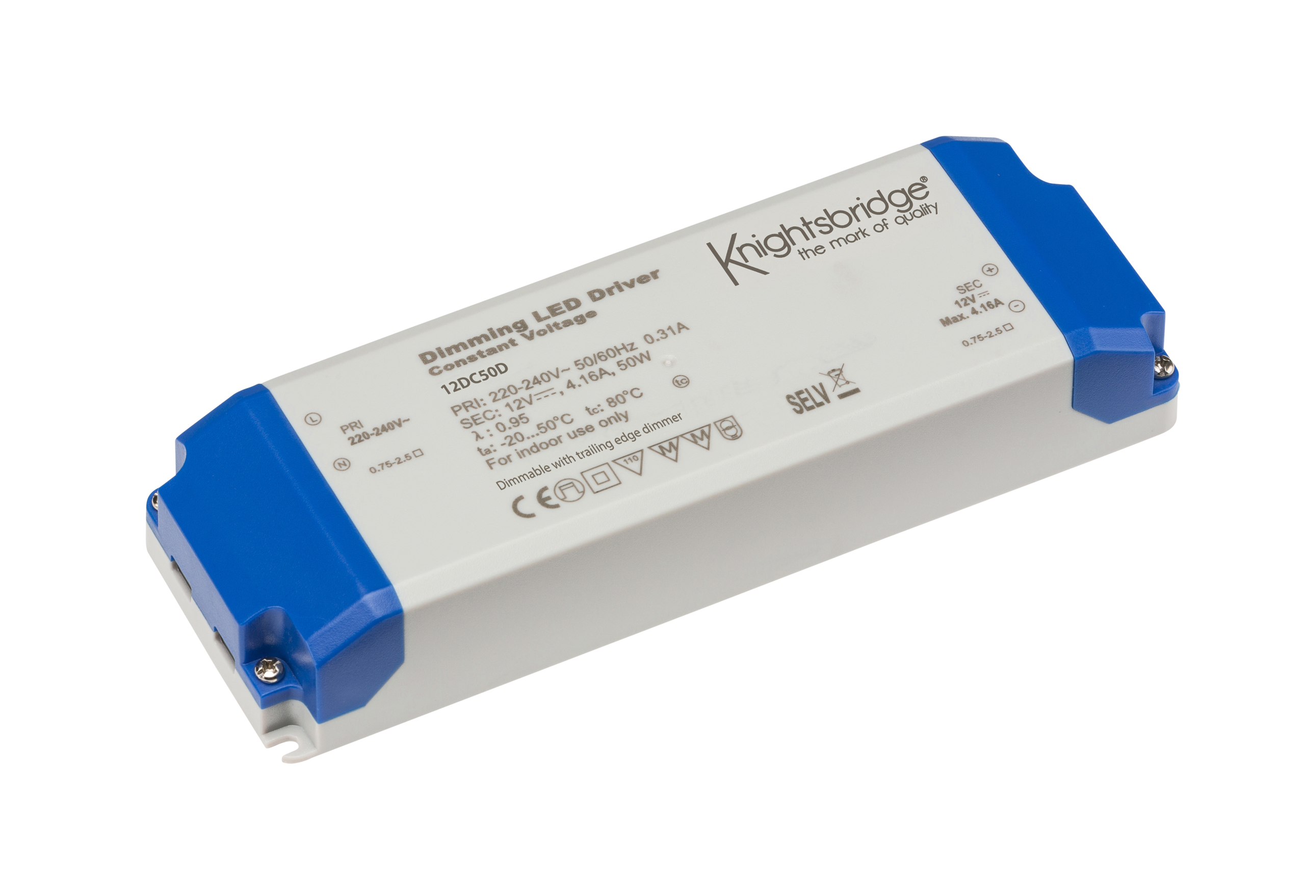 IP20 12V 50W DC Dimmable LED Driver - Constant Voltage - 12DC50D 