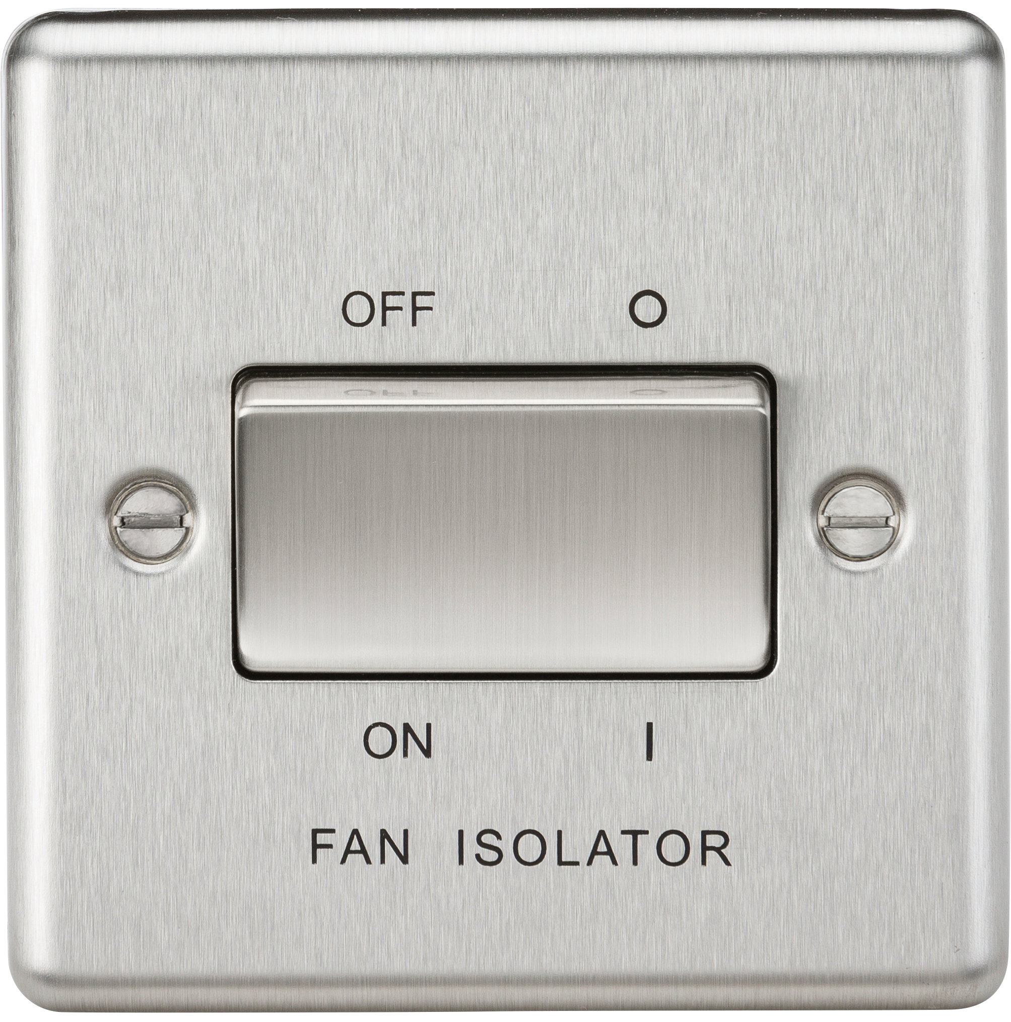 10A 3 Pole Fan Isolator Switch - Rounded Edge Brushed Chrome - CL11BC 