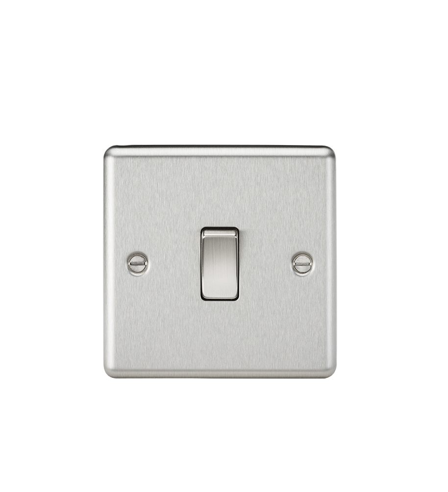 10A 1G Intermediate Switch - Rounded Edge Brushed Chrome - CL12BC 