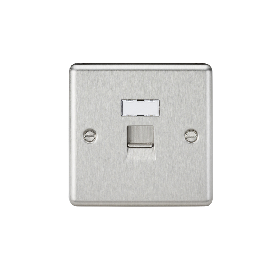 RJ45 Network Outlet - Rounded Edge Brushed Chrome - CL45BC 
