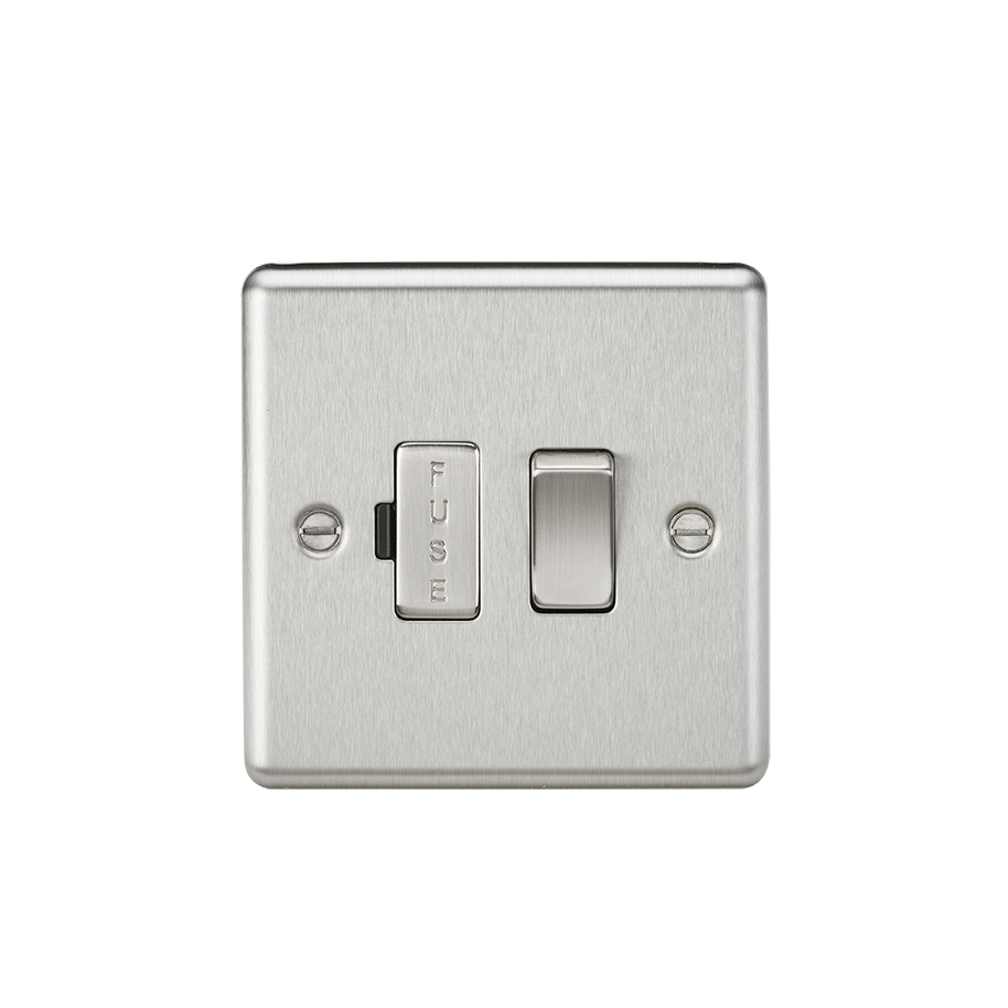 13A Switched Fused Spur Unit - Rounded Edge Brushed Chrome - CL63BC 