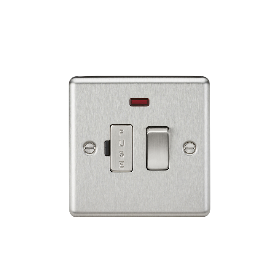 13A Switched Fused Spur Unit With Neon - Rounded Edge Brushed Chrome - CL63NBC 