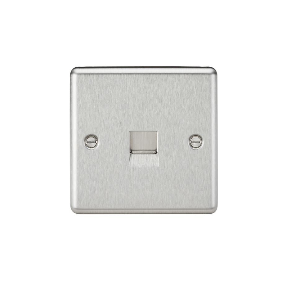 Telephone Extension Outlet - Rounded Edge Brushed Chrome - CL74BC 