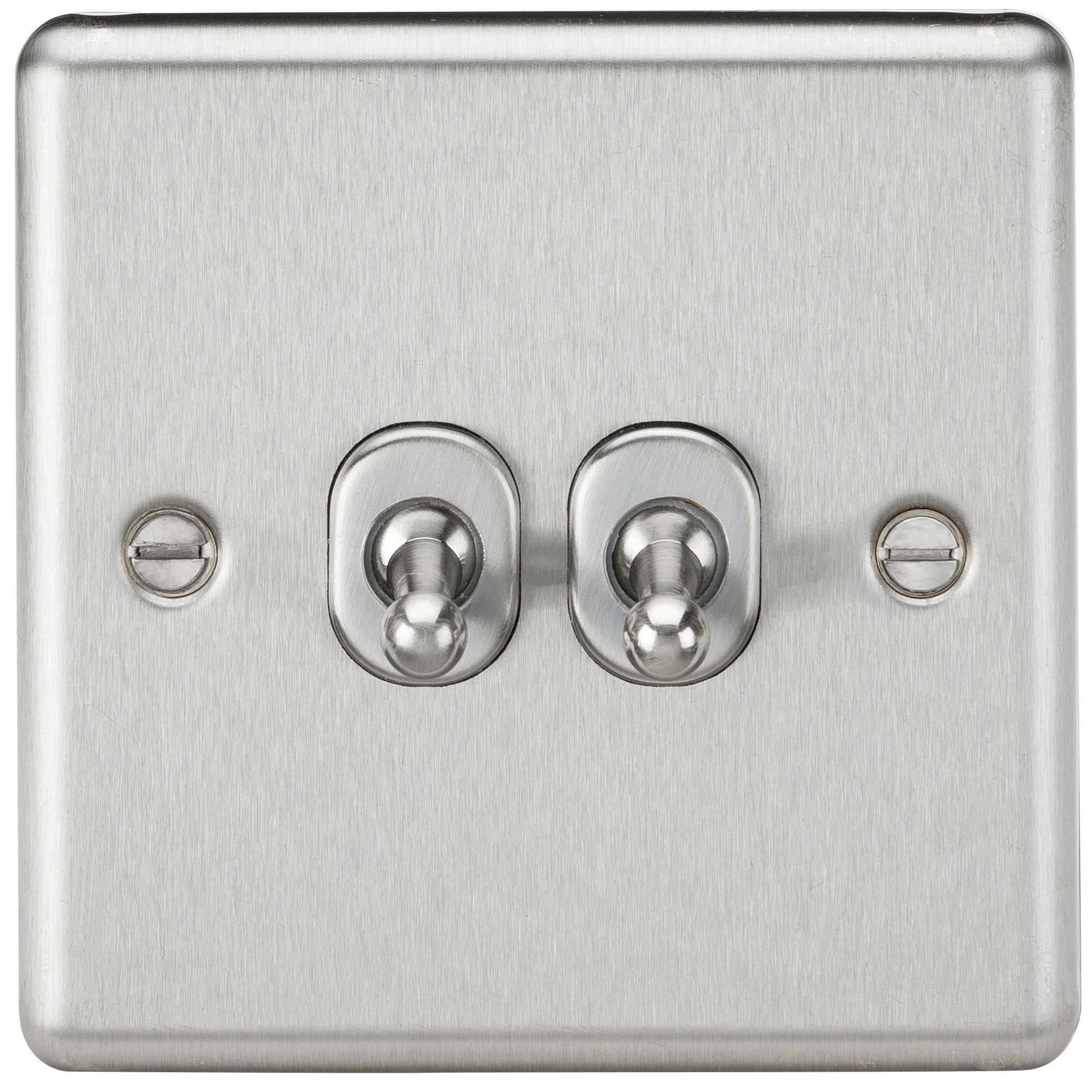 10A 2G 2 Way Toggle Switch - Rounded Brushed Chrome Finish - CLTOG2BC 