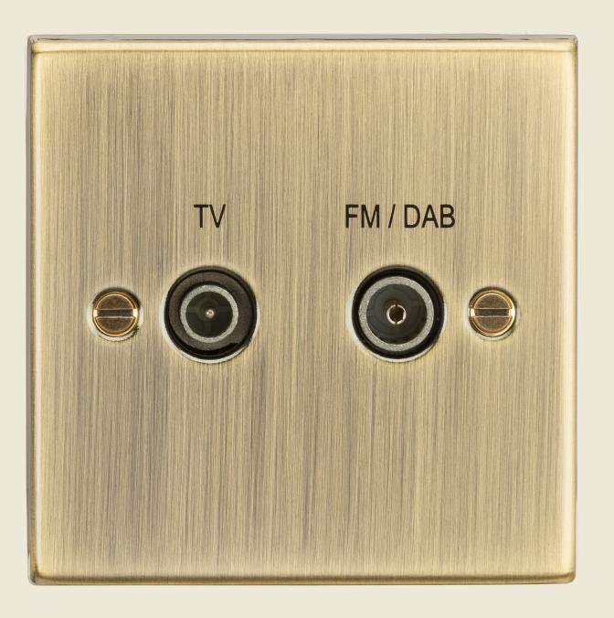 Diplex TV & FM Dab Outlet - Square Edge Antique Brass - CS016AB 
