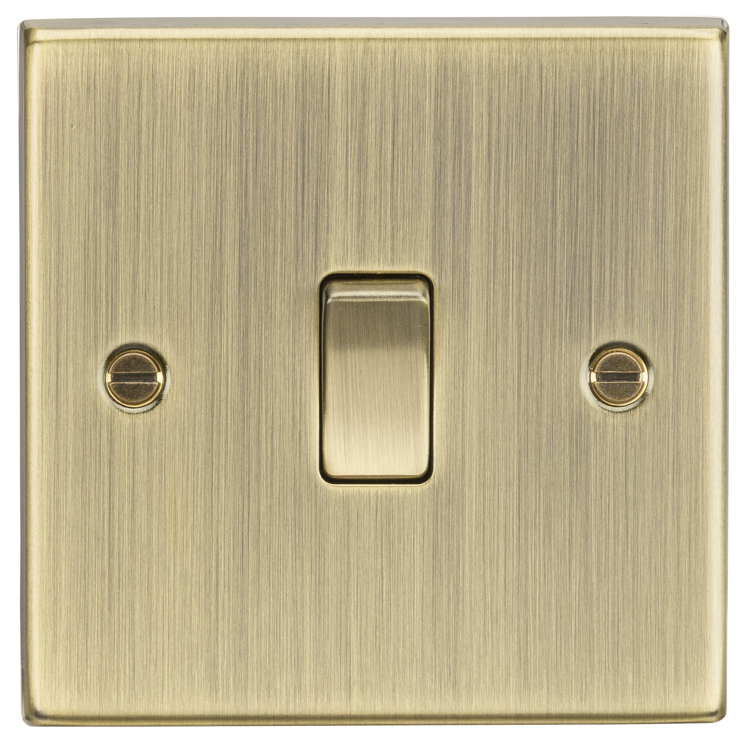 10A 1G 2-Way Plate Switch - Square Edge Antique Brass - CS2AB 