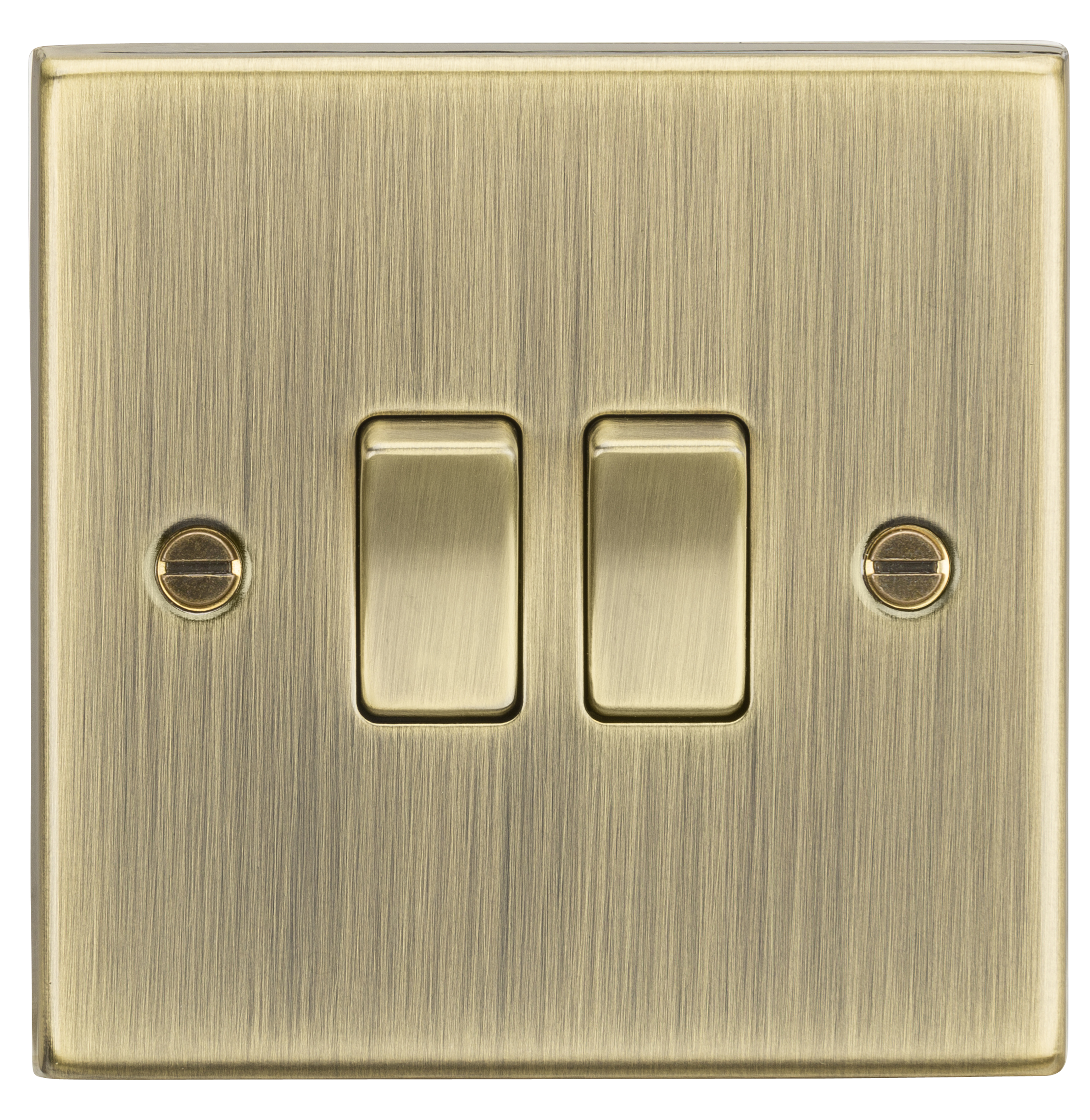10A 2G 2 Way Plate Switch - Square Edge Antique Brass - CS3AB 