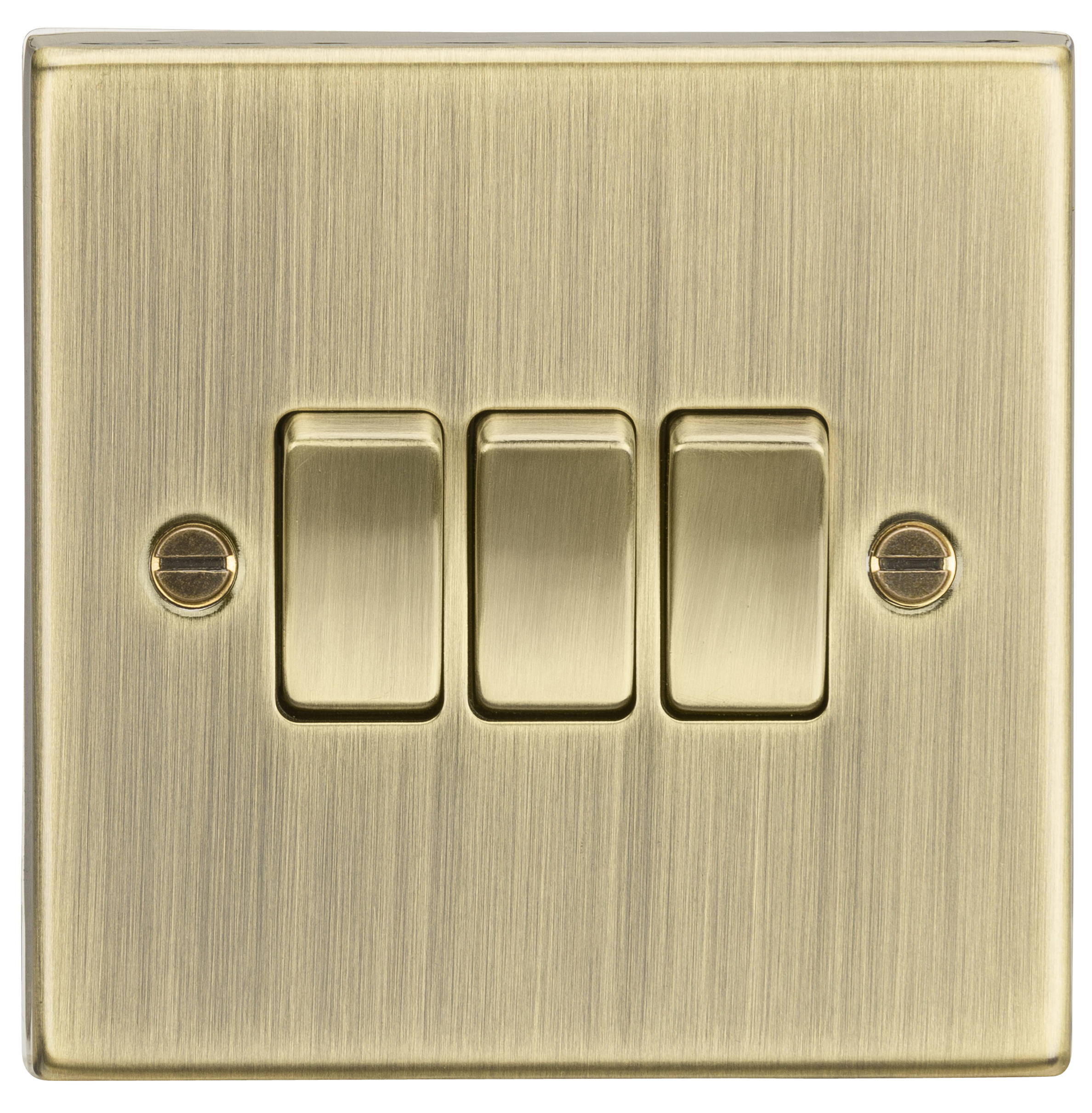 10A 3G 2 Way Plate Switch - Square Edge Antique Brass - CS4AB 
