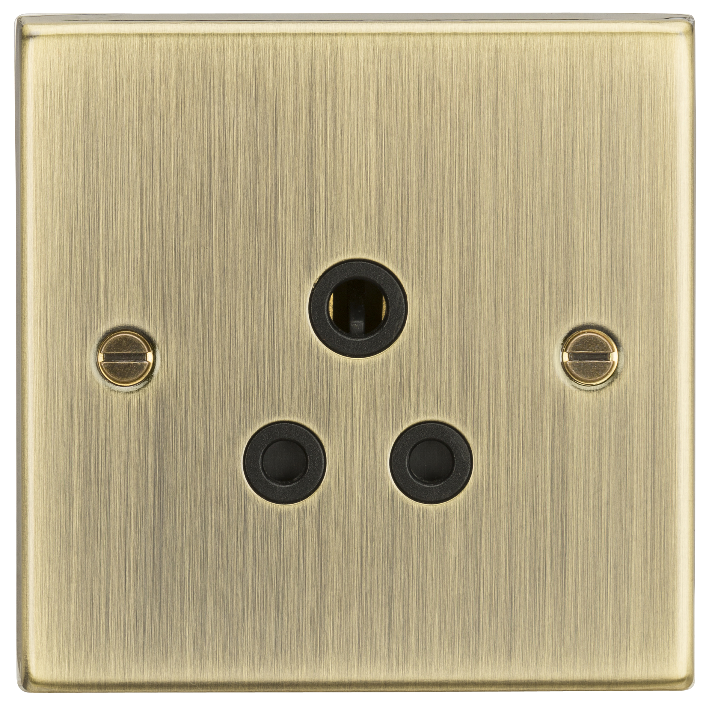 5A Unswitched Socket - Square Edge Antique Brass Finish With Black Insert - CS5AAB 