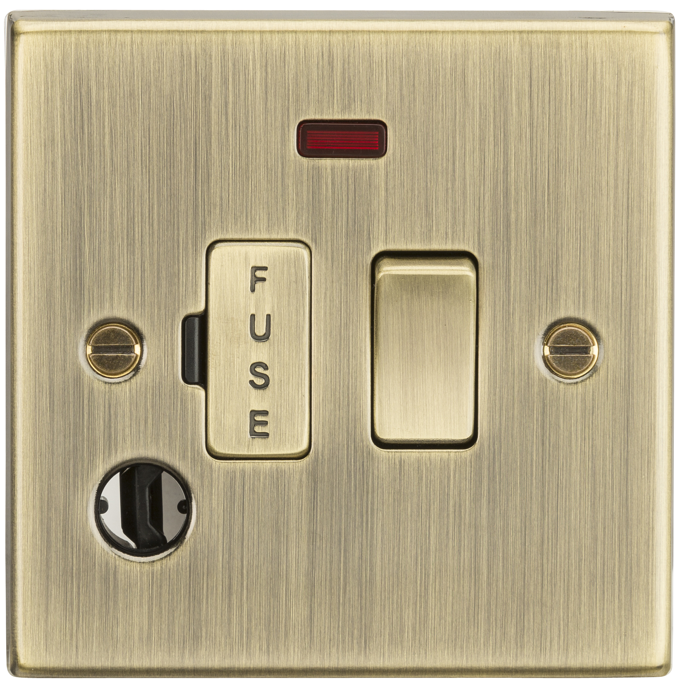 13A Switched Fused Spur Unit With Neon & Flex Outlet - Square Edge Antique Brass - CS63FAB 