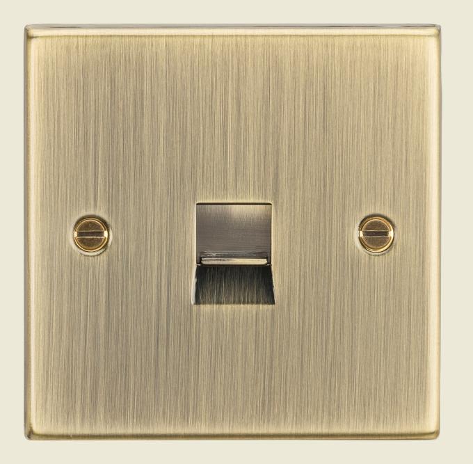 Telephone Extension Outlet - Square Edge Antique Brass - CS74AB 