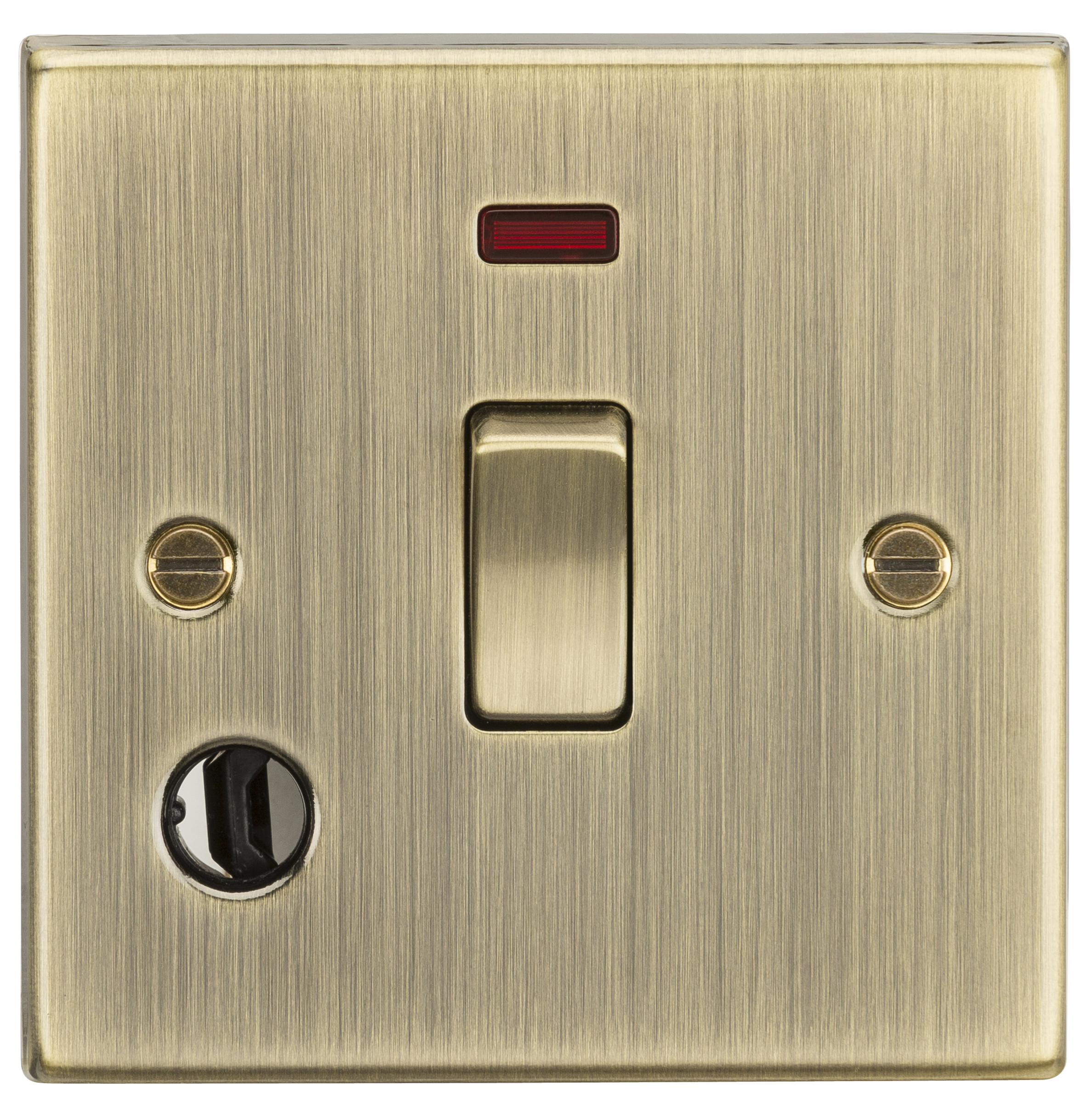 20A 1G DP Switch With Neon & Flex Outlet - Square Edge Antique Brass - CS834FAB 