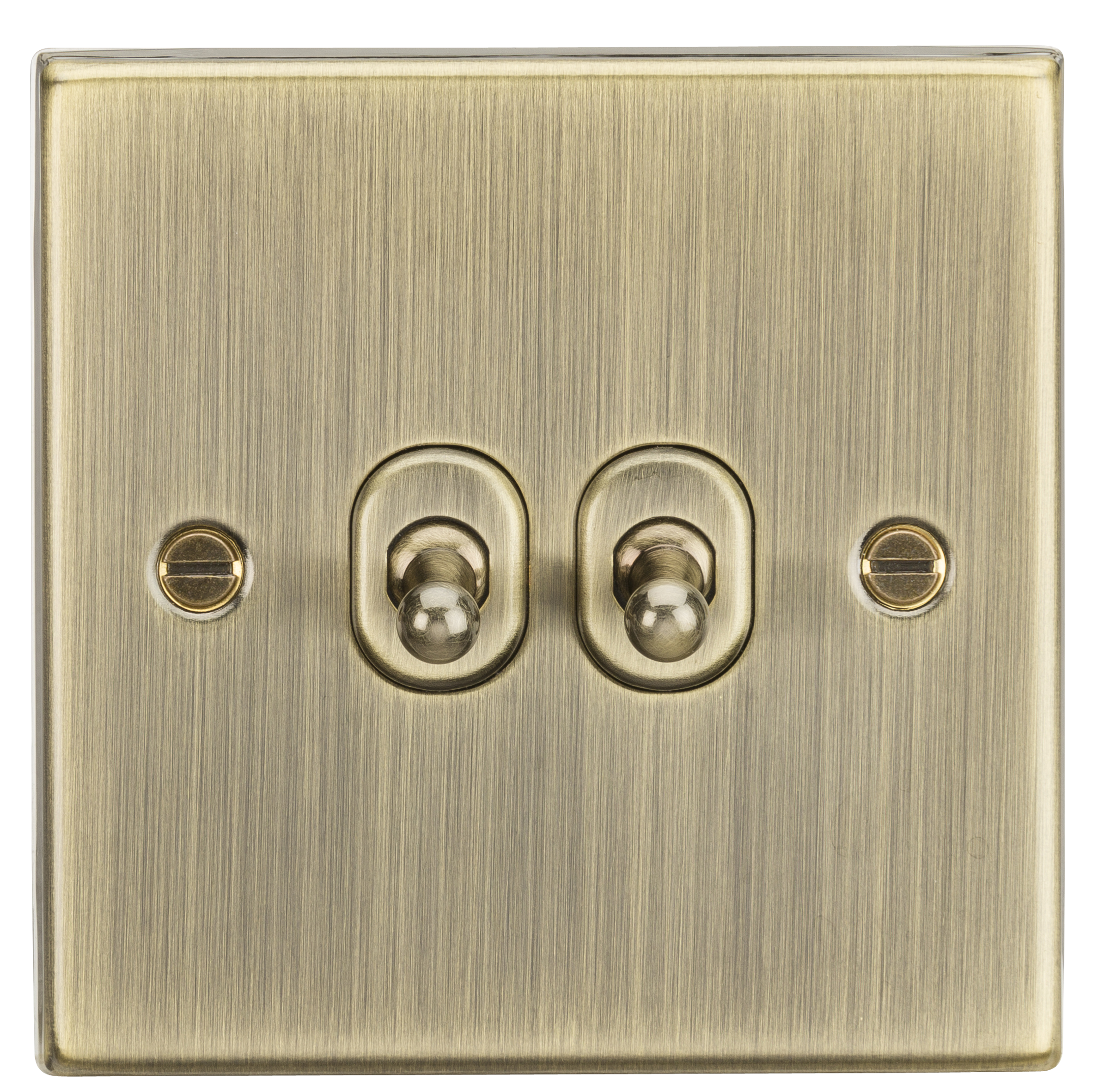10A 2G 2 Way Toggle Switch - Square Edge Antique Brass - CSTOG2AB 
