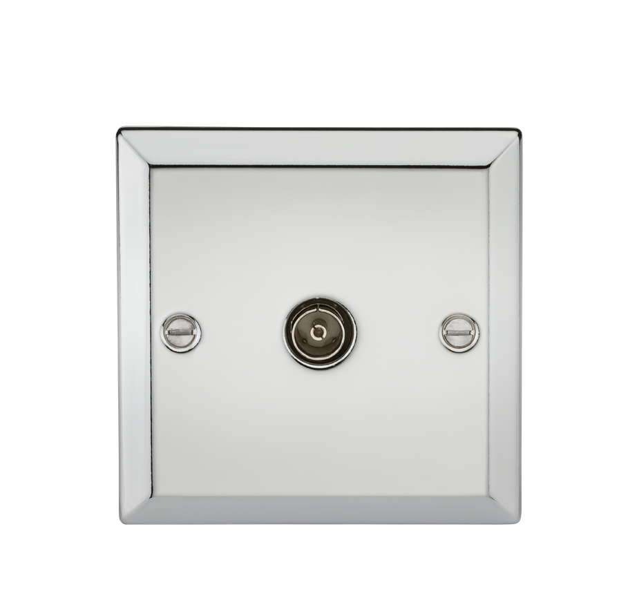 TV Outlet (non-isolated) - Bevelled Edge Polished Chrome - CV010PC 