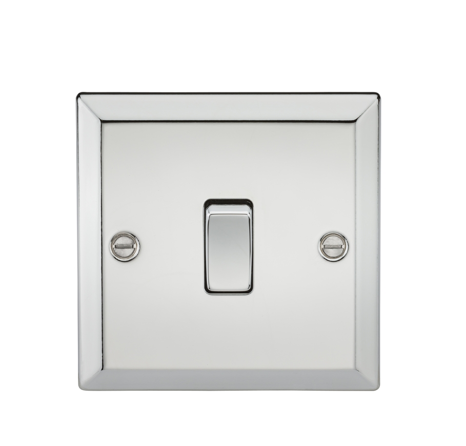 10A 1G 2 Way Plate Switch - Bevelled Edge Polished Chrome - CV2PC 